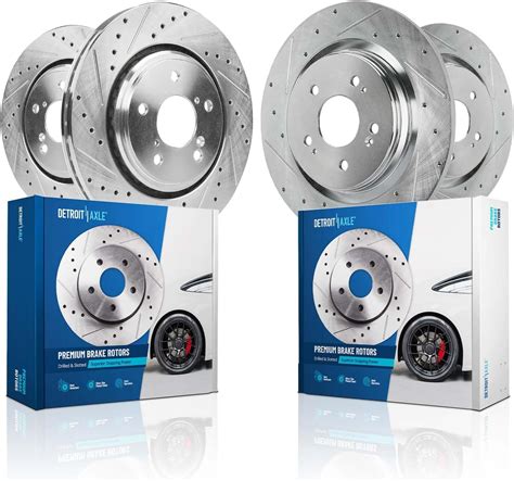 detroit axle brake kits|4pc Front & Rear Drilled and Slotted Brake Rotors Kit.